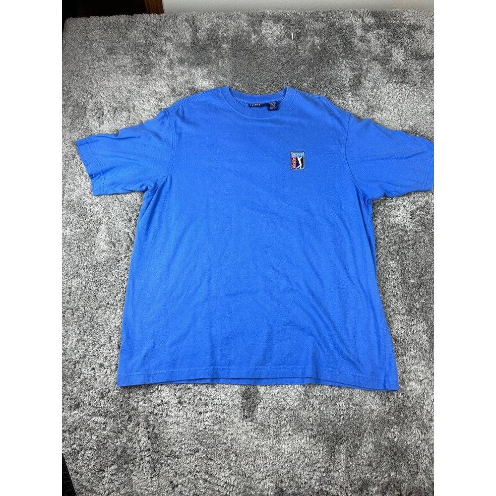 vintage pga tour shirt large  blue shirt logo front and back